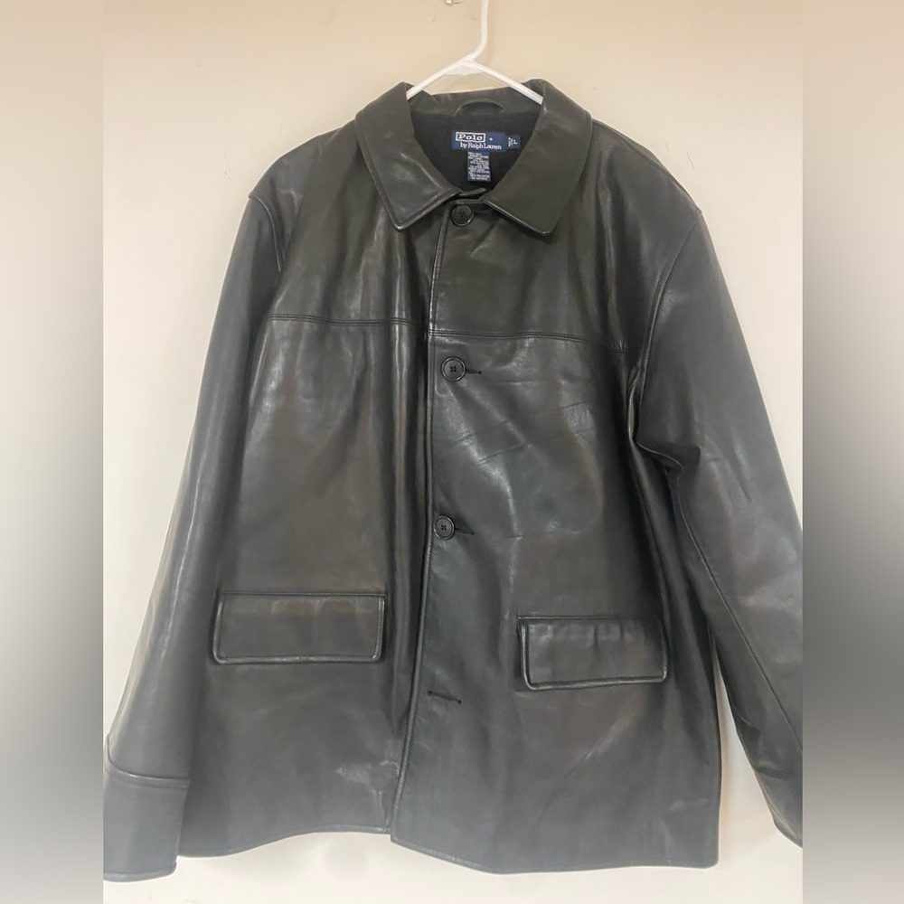 Polo by Ralph Lauren Black Leather Car Coat